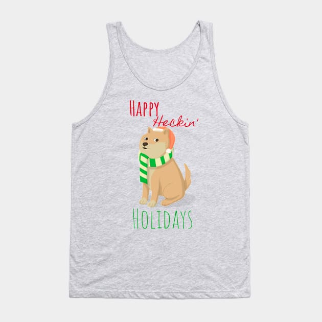 Happy Heckin' Holidays Christmas Shiba Inu Dog Tank Top by LoveofDog